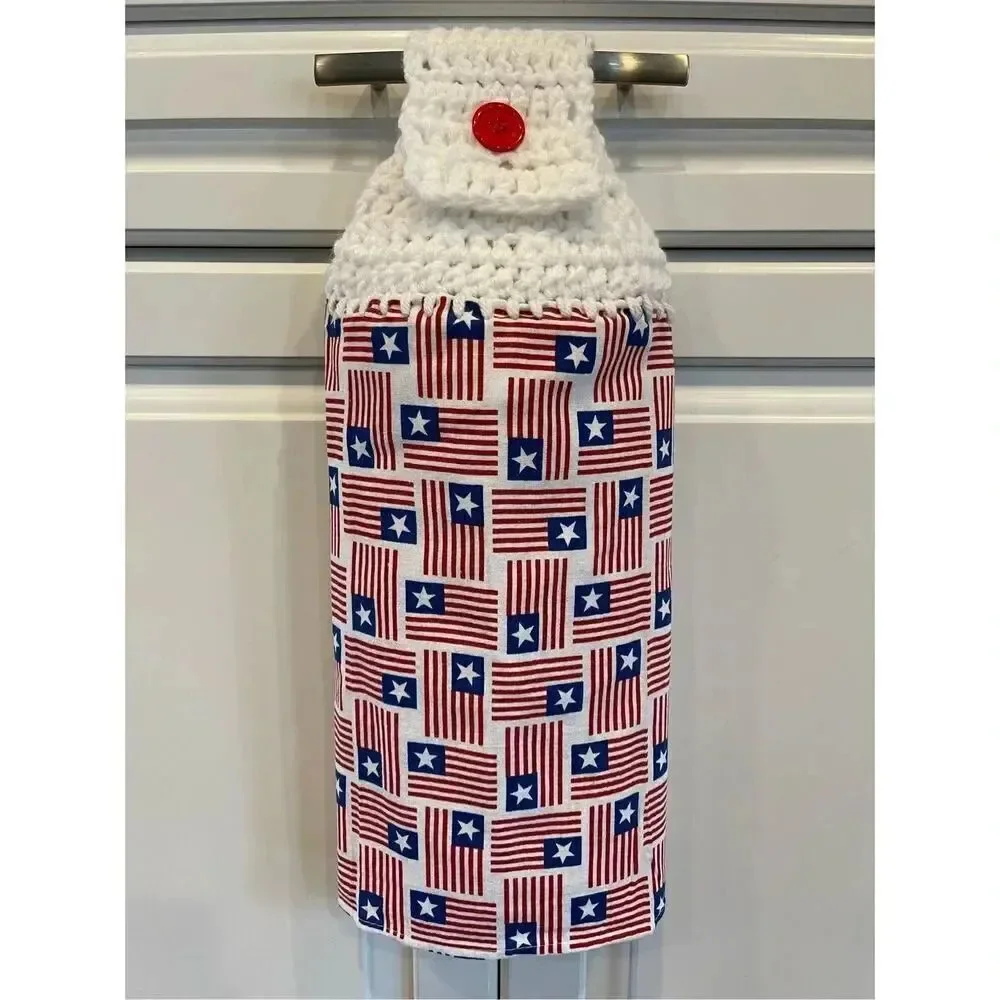 Crochet Top Kitchen Towel- American Flags